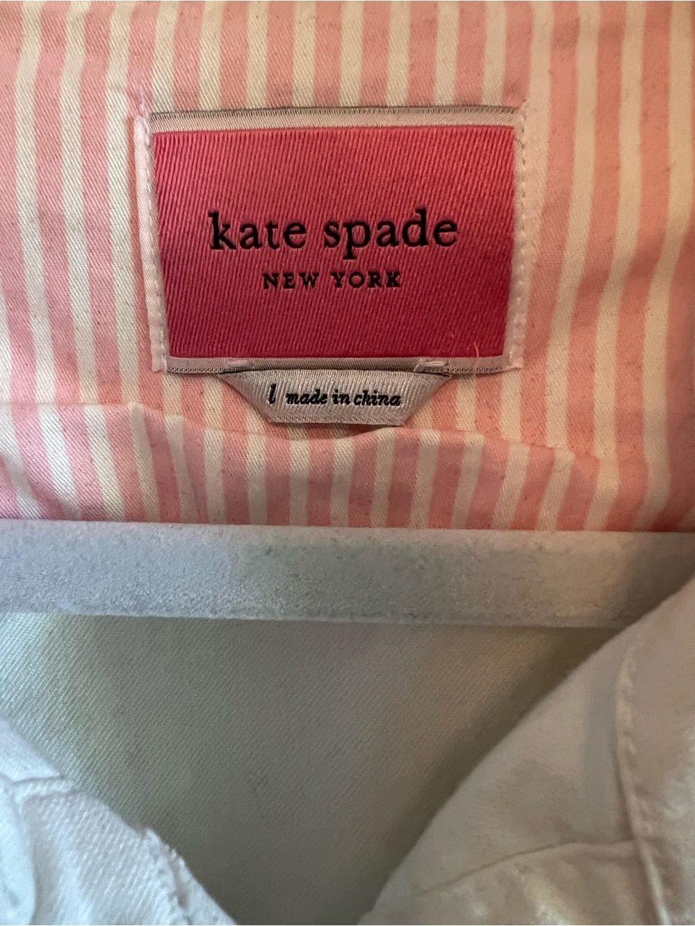 kate spade White Denim Jacket w/Pink Stripe Trim - Picture 7 of 9